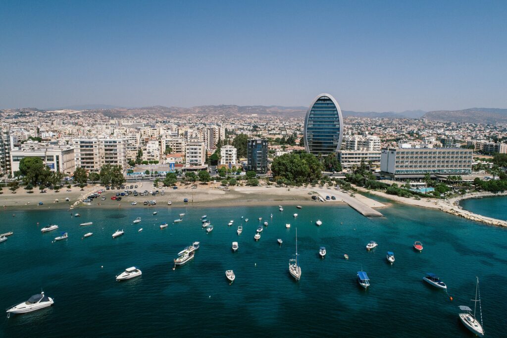 Designed by internationally acclaimed architects Atkins and WKK Architects, lead designer: Hakim Khennouchi. It is the tallest commercial building in Cyprus is located in the Limassol city centre.